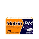 Motrin PM Pain Relief Caplets cu 200 mg Ibuprofen & 38 mg Difenhidramină Ajutor pentru somn, Durere nocturnă Reliever pentru dureri şi dureri minore vă ajută să adormiţi şi să dormiţi, 20 ct