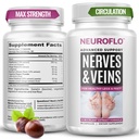 Mizzle Leg Circulation Supliment - Suportă nervi, vene cu 1470mg, 8 în 1 Capsule de Chestnut, Diosmin, Hawthorn pentru ajutor maxim în degetele de la picioare, picioare, glezna, vile, picioare - Neuroflo