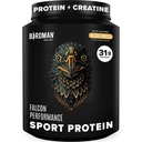 BIRDMAN Falcon Performanta praf de proteine Vegan, 31g Proteina, 5g Creatina, 5g BCAA, Probiotice, Electroliti, Pre Workout, Carb scăzut, Zahar Free & Dairy Proteina de Vanilie -19 Serviri