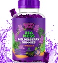 Sea Moss Gummies & Elderberry - Vitamina C + Pigment suplimentar Suport Immun si tiroid Ursuleti Gummy pentru copii si adulti - 60 Seamoss Gummies - Made in the USA
