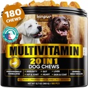 20-in-1 caine Multivitamine Suplimente - Imunitate, Digestie, Suport pentru sanatatea articulara si cardiaca - Vitamine naturale de câine cu Biotin, Msm, Cranberry, Glucosamină pentru câini - 180 Chews