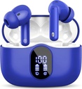Căști fără fir Bluetooth 5.3 Căști Bass Stereo Muguri urechi cu zgomot Anulare Mic LED Afișare în ureche Căști IP7 impermeabil 36H Timp de joacă pentru Laptop Pad Telefoane Sporturi antrenament albastru