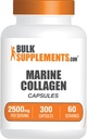 BulkSupplements.com Capsule de colagen marin - supliment de colagen de pește, Colagen pentru femei și bărbați - Colagen hidrolizat, gluten gratuit, 5 capsule per servire, 300 capsule (Pachet de 1)