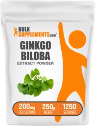 BulkSupplements.com Ginkgo Biloba Extract pulbere - de la Ginkgo Biloba Leaf, Antioxidant Sursa, Herbal Supplement - Gluten gratuit, 200mg per Serving, 250g (8,8 oz) (Pachet de 1)