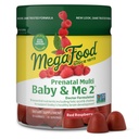 Megafood Baby & Me 2 Vitamine prenatale pentru femei Gumiile cu acid folic și colină pentru copii de dezvoltare a creierului; Plus fructe reale- aroma de zmeură roșie - 60 gume (30 Serviri)