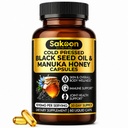 Capsule de ulei negru - Cu Noua Zeelandă Manuka miere, ulei presat la rece turc Nigella Sativa, 2% Thymochinonă, suport imun și digestiv, Made in USA, 60 Conte, 1010mg per servire