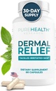 PUREHEALTH Research Dermal Reliefs Supplements - for Iritate Skin, Eczema and Dermatitis with L-Histidină, Ashwagandha Root Extract, Rhodiola Crenulata, Vitamina D and E - 1 Bottle - 60 Capsule