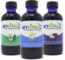 MyVitalC Combo de ulei de măsline organic extra virgin, MCT și ulei de avocado - ESS60 supliment antioxidant - pentru anti-îmbătrânire, longevitate, somn, energie - pachet de 3