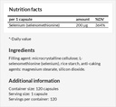 Seleniu 200 μg (Selenometionină) - 120 capsule - 4 luni de aprovizionare - Supliment alimentar pentru a sprijini sistemul tiroidian și imunitar - de MZ