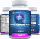 Brain Supliment Plus Creier Supliment pentru Memorie și Focus, Nootrops pentru Concentrare și Claritate Mintală, Vitamine Brain B1, B6, B12, Fosfatidilserină, 1000mg, 60 capsule, Made in the USA.