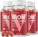 Gume de fier Suplimente pentru femei si copii - Multivitamine cu fier pentru oxigen din sange, vitamine Gummy de mare gustare cu vitamina C pentru absorbtie Max - Vegan Chembable, Peach Flavor(3 Packs)