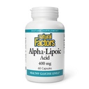 Factori naturali Acid alfa-lipoic 400 mg, Suport antioxidant pentru întregul corp, 60 capsule