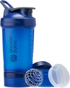 BlenderBottle Shaker Sticla cu Organizator de pastile și depozitare pentru praf de proteine, Classic V2 ProStatk System, 22-Ounce, albastru