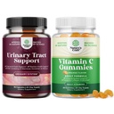 Bundle de D Manose Capsule pentru tractul urinar Sănătate pentru femei Acționează rapid Super concentrat Cranberry 90ct și Gume de vitamina C mestecabile pentru adulți - Halal Vitamina C Suport imun Gummies