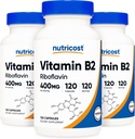 Nutricost Vitamina B2 (Riboflavină) 400 mg, 120 capsule (3 flacoane)