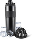 Scuturator de gheaţă izolat din oţel inoxidabil Shaker Sticla de agitare 20 oz, negru 