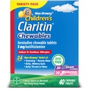 Claritin Medicina de Alergie pentru copii, 24 de ore Loratadină 5 mg comprimat masticabile, Antihistaminice pentru copii Vârsta 2 ani şi mai mare, Aroma de struguri şi gumă de mestecat, 40 comprimate
