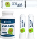 Kit de suport pentru migrenă Vigor Migrastil cu Migrene Stick, Capsule & Greaţă Inhalator. Made in The USA