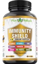 9-in-1 Suport imun Vitamina C (1000 mg), Vitamina D3 (5000 UI), Zinc (22 mg) cu Elderberry, Turmeric, Echinacea, Ginger, Usturoi și Pre+Pro-Biotic per Serving (120 capace pe flacon - 2 luni de aprovizionare)
