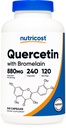 Nutricost Querbetin 880 mg, 240 Capsule vegetariene cu Bromelain (165 mg) - 120 Servings (440 mg Querbetin Per Cap) - Gluten Free, Non-GMO