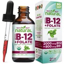 De ce nu naturale vitamina B12 lichid Plus Folat - organic sublingual extra Putere picaturi Vegan - supliment de metil cu Folinic
