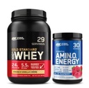 Optimum Nutrition Dynamic Duo Bundle: Amino Energy, Blue Raspberry (30 Servings) și Gold Standard 100% Whey Protein Powder, French Vanilla Creme (29 Servings)