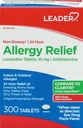 Lider 24 ore Alergie Relief, non-drowsy, Loratadină 10mg, Antihistaminice, Original prescription Force, Sinus Relief, Interior și în aer liber, Contraact Alergia, 300 comprimate