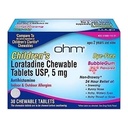 Copii Ohm Loratadine Chewable, Die Free, Bubblegum, non-drowsy 24h Relief of Stranezing, Runny Nose, Watery Eyes, Itchy Throat or Nose, Antihistamin, Indoor & Outdoor Allergies, 5mg, 30 comprimate