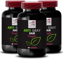 supliment anti-păr gri - ANTI GRAY HAIR COMPLEX - suport de păr gri, Culoare luminoasă a părului, Controlul umbră de păr, Culoare proaspătă, Protecţia culorilor, Vibranţă tinerească, Transformarea părului 3 Bot 180Caps
