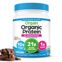 Proteină organică Vegană orgain + 50 Superfoods Pulbere, Cremy Ciocolată Fudge - 21g Proteină pe bază de plante, 10g Fibră prebiotică, Fără Ingrediente Lactoză, Gluten gratuit, fără zahăr adăugat, Non-GMO, 1.12 lb