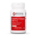 PROTOCOLUL PENTRU BALANCE LIFE 5-Metilfolat 5000mcg - Biodisponibilitatea superioară de Folat de metil - pentru suport cerebral - Suplimentul de Folate pentru femei și bărbați - Kosher & Vegan - 50 Veg Caps