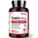 NATURĂ ŢINTĂ CoQ10-200mg cu PQQ L-Carnitină & Omega-3s, Coenzime de înaltă absorbţie-Q10 cu BioPerine, Suporturi inima şi sistemul imunitar, Cellular-Energie-Producţie, 120 Serviri