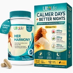 UltaLife Menopauza ei Armonie Suplimente pentru femei - Flashuri calde Menopauza Relief & Hormone Echilibrul pentru femei - Conține negru Cohosh, Dong Quai, Red Clover & More - Estrogen gratuit - 120 capsule