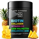 Gumă de mestecat Biotin cu Colagen Vitamina D3 Saw Palmetto & Acid hialuronic pentru piele de păr și unghii, Suplimentul de creștere a părului pentru bărbați și femei 