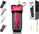 Litex Shaker Sticle pentru Shakes Proteine, 26oz Blender Shaker Sticla pentru pre-Workout, Cupe Shaker cu paie, BPA-free Tritan Sticle Mixer pentru pulbere de proteine, cu Perie cupa si Instructiuni (Rose rosu)