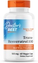 Doctorul cel mai bun Trans-Resveratrol 100, Resveratrol cu Red Wine Polyfenol (ResVinol), non-GMO, Gluten Free, Soy Free, Vegan 60 Veggie Caps