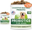 Probioticele câinilor Chews Bundle - Gaz, diaree, alergie, constipaţie, iritare a stomacului, cu enzime digestive + prebiotice - Supliment de fibre masticabile - Îmbunătăţirea digestia, imunitatea - 300 Chews moale