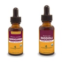 Herb Pharm Ashwagandha & Rhodiola Root extracts for Energy, Vitality, Endurance & Stamina, Alcohol-Free Glicerite & Organic Cane Alcoolic, 1 Oz Each