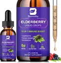 Elderberry Syrup Black Elderberry picături cu Querbetin, Panax Ginseng, Vitamina C și Zinc, Sambucus Elderberry Syrup lichid, Vegan, non-GMO & Gluten gratuit