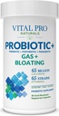 Vital Pro Naturals - Probiotice cu gaz şi balonare + Prebiotice, Postbiotice, Parabiotice, 4-in-1 Supliment de sănătate pentru adulţi, potenţă ridicată, 65 de tulpini, Suport zilnic digestiv şi imun, 30 ct