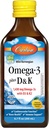 Carlson - Omega-3 + D & K, 1430 mg omega-3s, 2000 UI (50 μg) D3, 90 μg K2 ca MK-7, Heart Health, Bone Support, Lemon, 200 ml