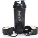 Sticle de agitare VECH pentru amestecuri de proteine de antrenament Shaker Leagă dovada sticla de apă non-alunecare 3 Layer Twist off 3 OZ cu pilula Tava pentru păstrare pulbere de proteine Shake flacon 16 OZ Shake Cup (Negru)