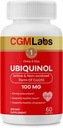 Ubichinol 100MG Active & Non-Oxidizat (redus) Forma de CoQ10 - Supliment alimentar antioxidant Strong, Suporturi Sănătate, Colesterol sănătos - 60 Softgels de CGM Labs