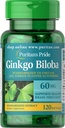 Puritan's Pride Ginkgo Biloba Standardized Extract Nootrop 60 Mg Softgels, 120 Count