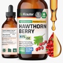BIO KRAUTER Hawthorn Extract de Berry Tincture - Supliment natural Hawthorne Berry - 100% Formula pură - Zahăr Vegan & alcool gratuit - 4 Fl. Oz. - 56 Ziua de aprovizionare