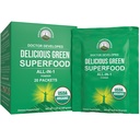 Vârf de performanță Greens organice Superfood pulbere singur Servi pachete de călătorie. Cel mai bun gust organic verde suc Super alimente cu 25+ Toate ingredientele naturale pentru energie Max. (20 pachet)