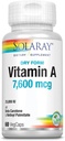 Solaray, Formular uscat Vitamina A, 7.500 mcg, 60 VegCaps