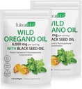Ulei de Oregano capsule - 2 în 1 6000 mg ulei de Oregano cu ulei de semințe negre 200mg - Oregano capsule supliment de ulei - suport digestiv și antioxidant, non-GMO suport digestiv (2 ambalaj)