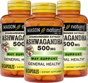MASON NATURAL Ashwagandha 500 mg, Adaptogen pentru Stres & Energy Support, Herbal Supplement, 180 de zile de aprovizionare