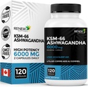 Reînnoirea Active Ashwagandha KSM-66 Suplimentul 500MG per servire cu Pepper negru pentru absorbţie superioară - Focus & Mood de sprijin pentru creşterea energiei şi somn de ajutor - Made in Canada - 120 capsule